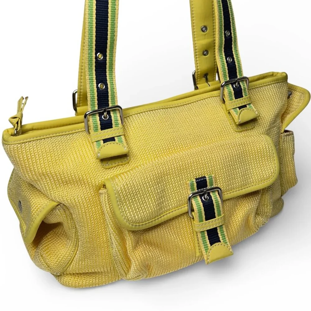 The Sak Belinda Knit Satchel Baguette Women Small Bright Yellow‎ Sporty Purse
